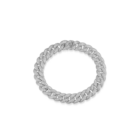 14KT White Gold Jumbo Diamond Pave Chain Link Bracelet