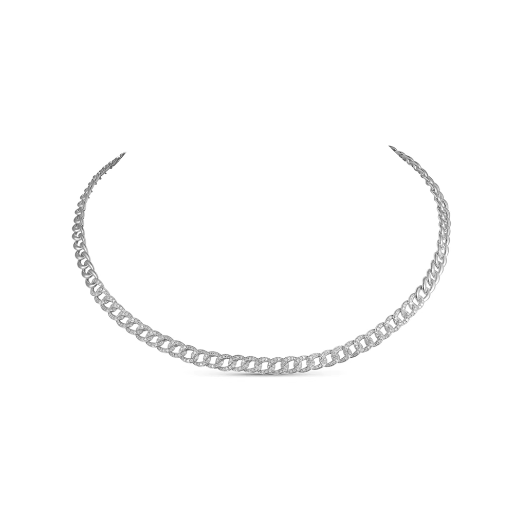 14k White Gold Diamond Link Necklace