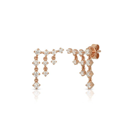 14K Rose Gold Diamond Chandelier Earrings