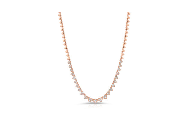 14K Rose Gold Multiple Diamond Pave Heart Choker