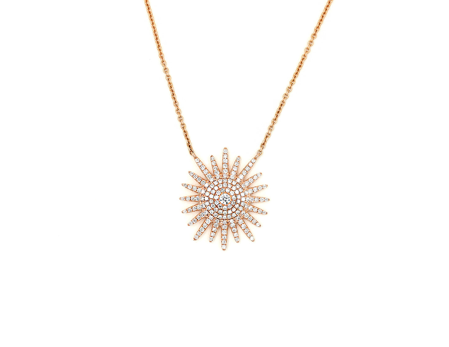 14k Rose Gold Diamond Pave Starburst Necklace