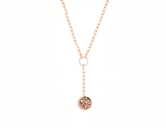 14k Rose Gold and Diamond Moon and Star Toggle Necklace