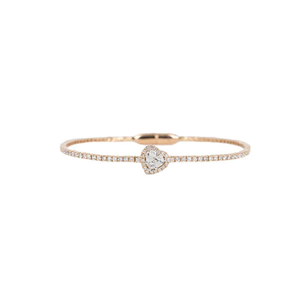 18KT Rose Gold Diamond Pave Heart Bracelet