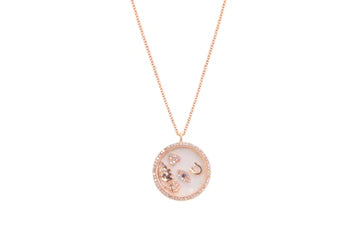 14K Rose Gold Diamond Pave Floating Charm Necklace