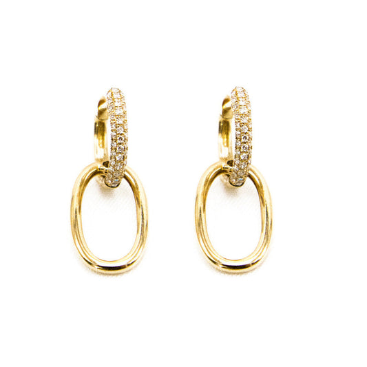 14k Yellow Gold and Diamond&nbsp;Double Pave Chain Link Earring