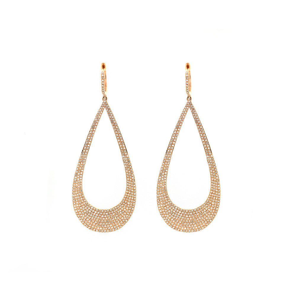 14k Rose Gold Diamond Pave Earrings