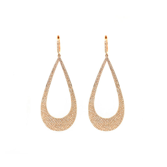 14k Rose Gold Diamond Pave Earrings