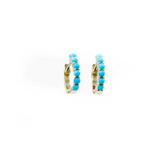 14KT Yellow Gold Turquoise Huggies