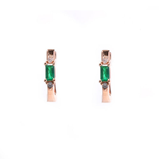 14k Rose Gold Diamond and Emerald Huggy