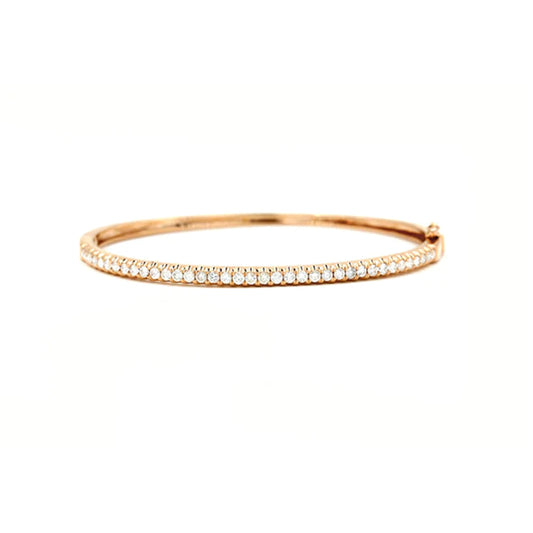 14k Rose Gold Partial Oval Diamond Bangle