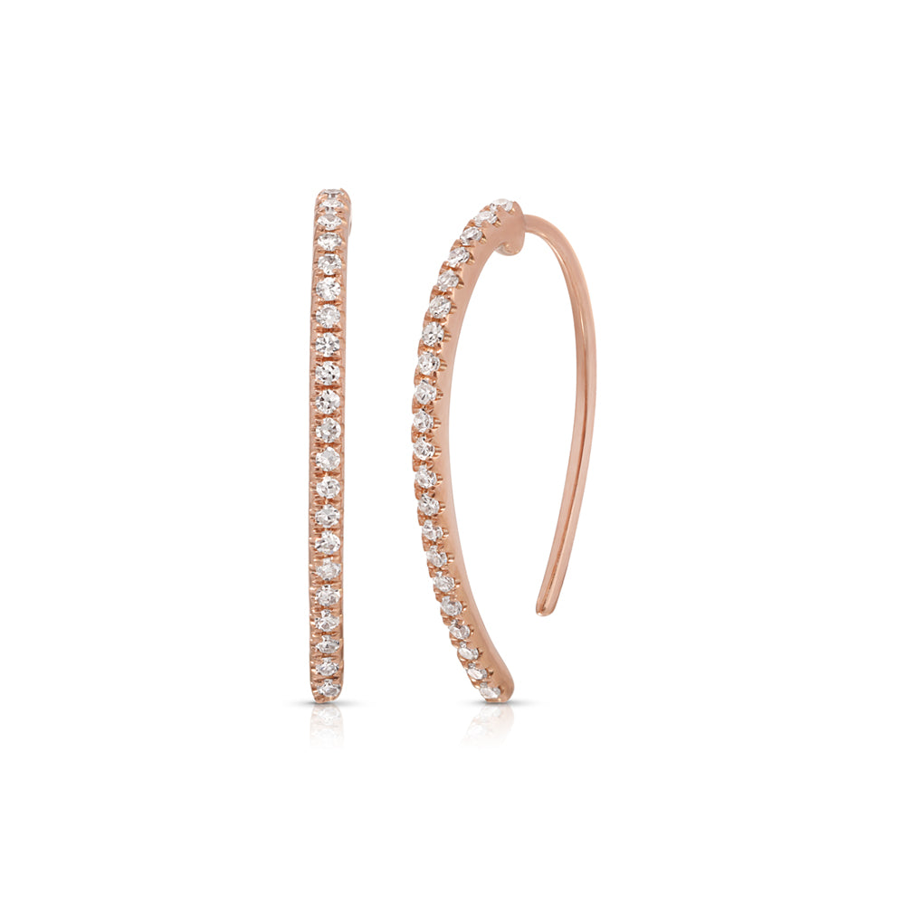 14K Rose Gold Diamond Pave Mini Claw Huggy