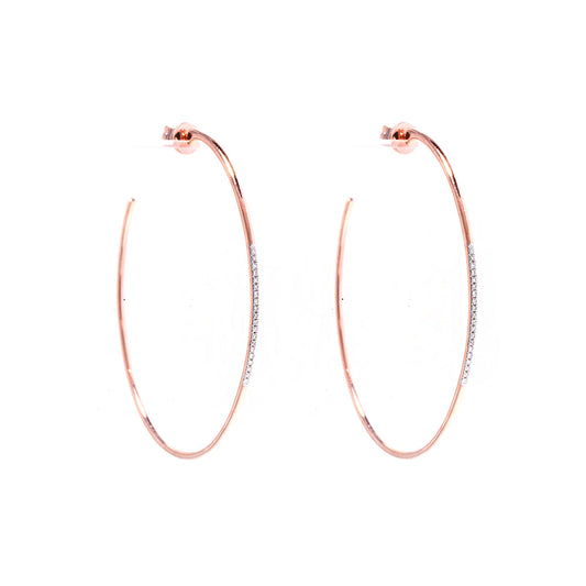 14k Rose Gold and Diamond Pave Hoops (2 Inch)