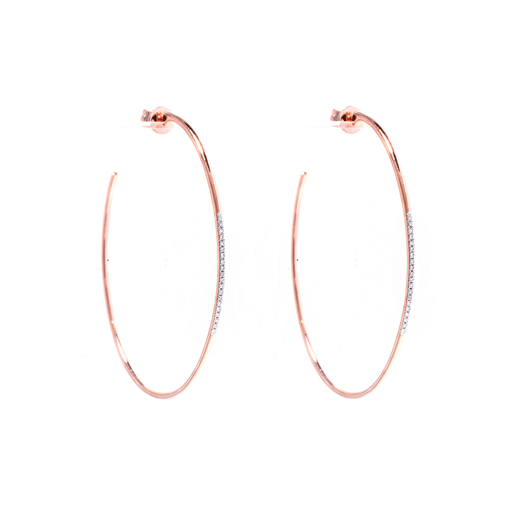 14k Rose Gold and Diamond Pave Hoops (2 Inch)