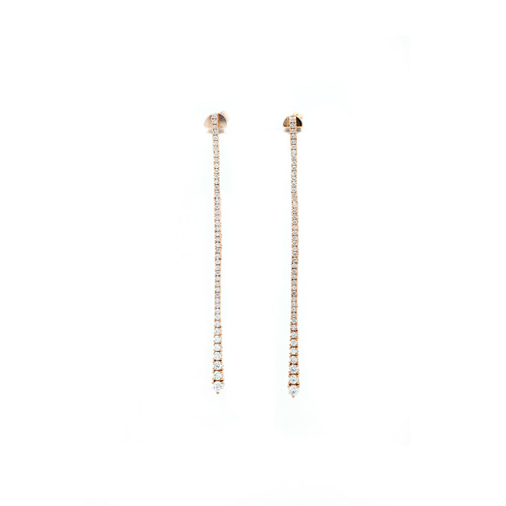14k Rose Gold Diamond Straight Line Earrings