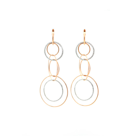 14k Rose Gold and Diamond Pave Multiple Loop Earrings
