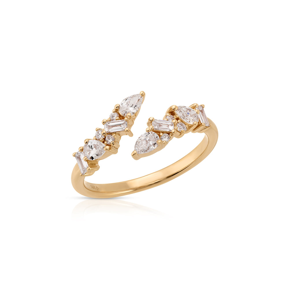 14K Rose Gold Baguette and Pear Shape Diamond Ring