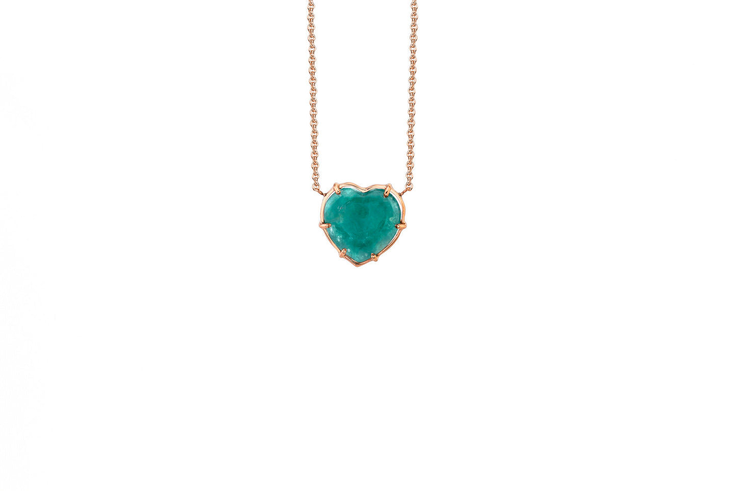 14k Rose Gold Emerald One of a Kind Heart Necklace