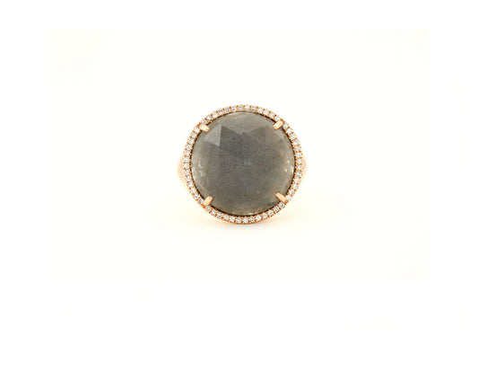 14k Rose Gold Diamond Pave a Labradorite Ring