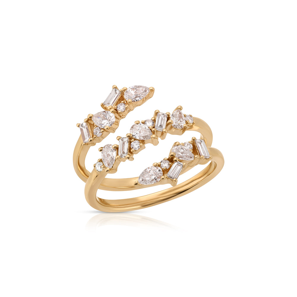 14K Rose Gold Multiple Fancy Shape Diamond Coil Ring