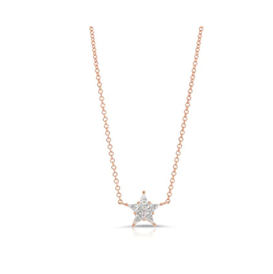 14K Rose Gold Diamond Star Necklace