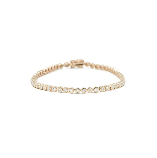 14KT Rose Gold Diamond Bezel Set Tennis Bracelet
