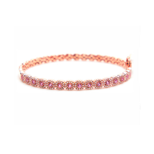14k Rose Gold, Pink Sapphire and Diamond Bracelet