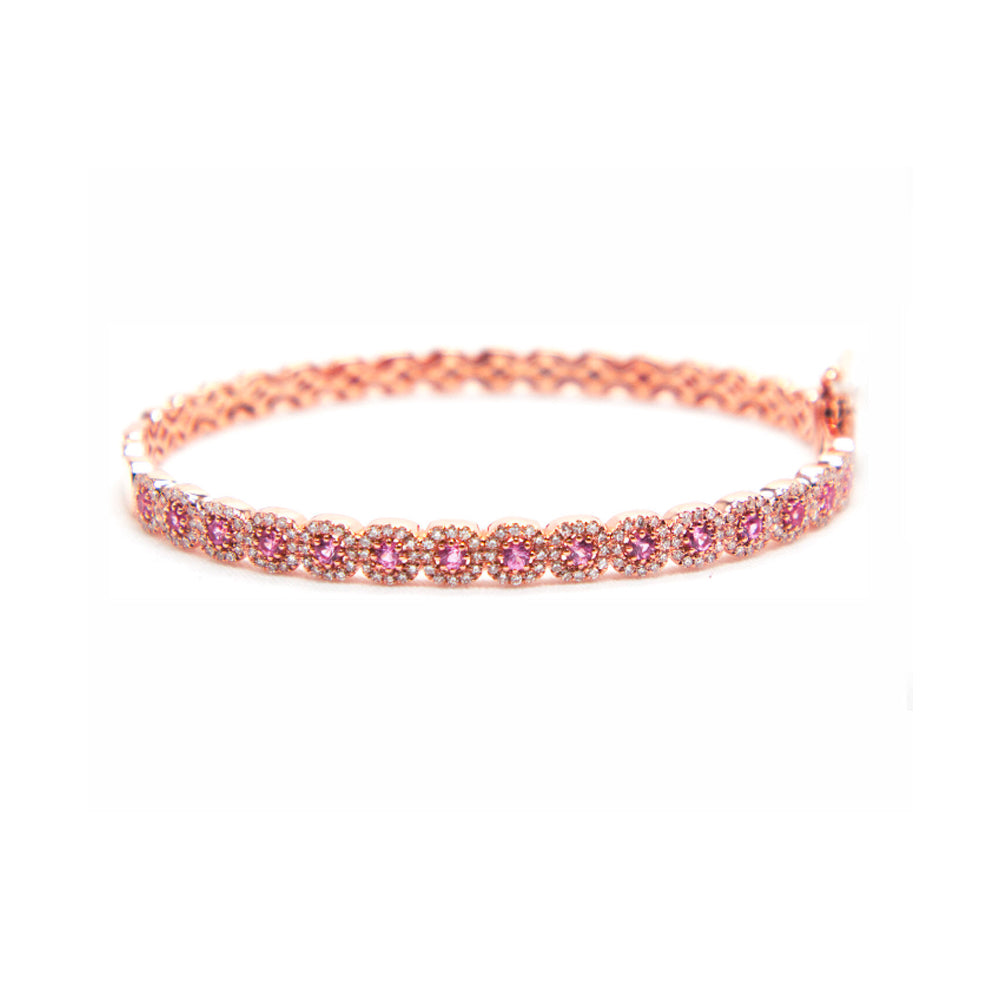 14k Rose Gold, Pink Sapphire and Diamond Bracelet