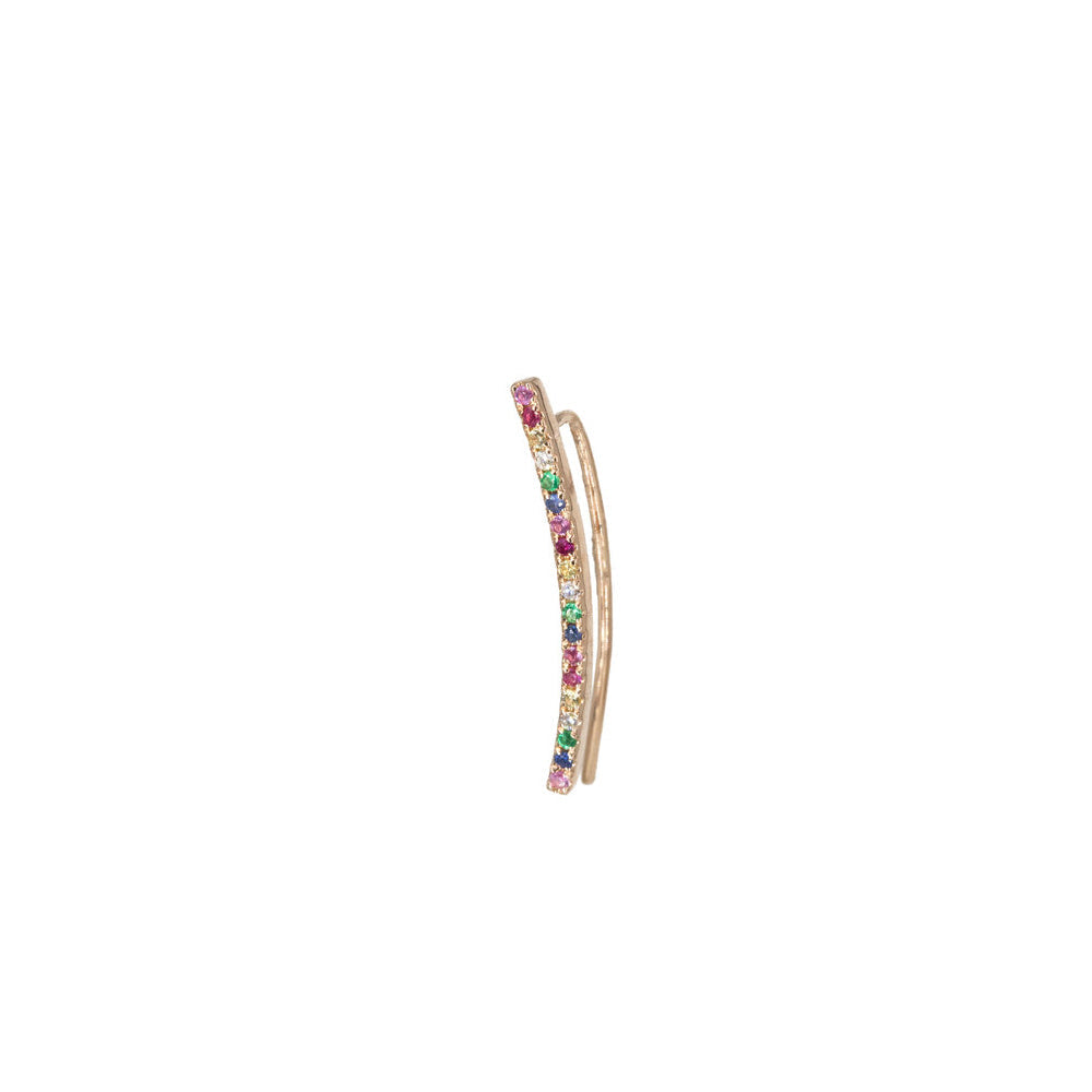 14KT Rose Gold Rainbow Sapphire Ear Climber