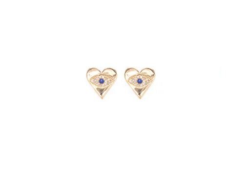 Rose Gold , Sapphire Diamond and Evil Eye Studs