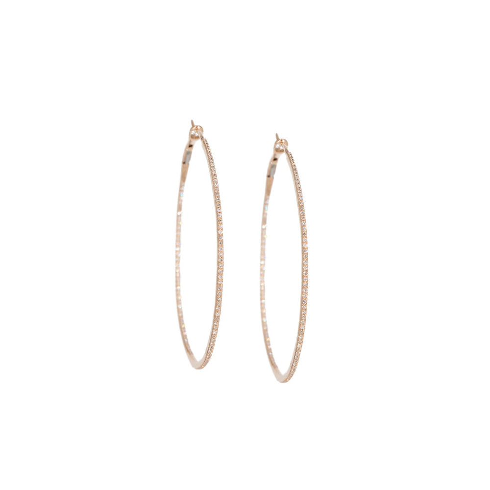 14KT Rose Gold Micro Pave Hoops