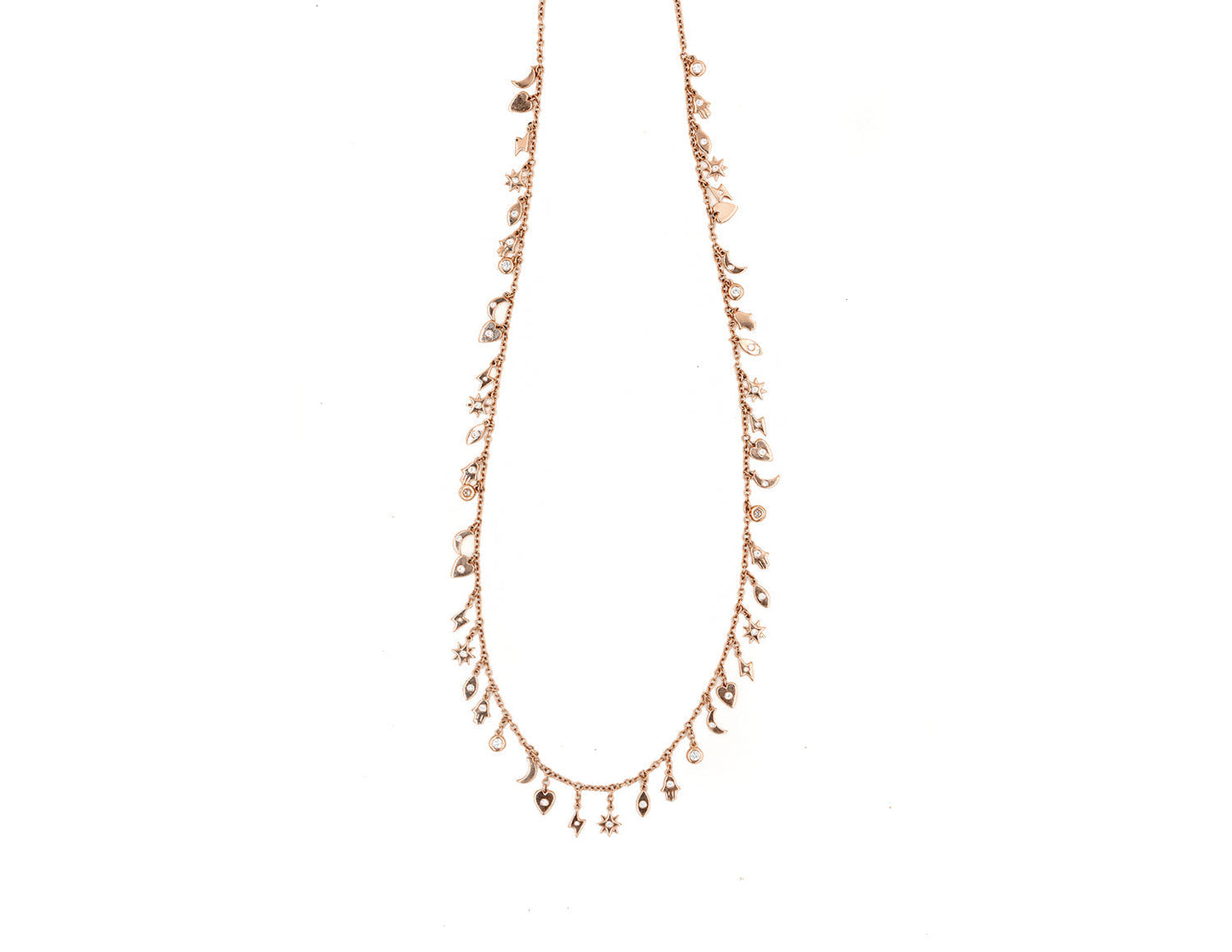 14k Rose Gold Diamond Charm Necklace