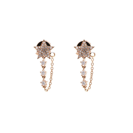 14k Rose Gold diamond pave star with diamond chain