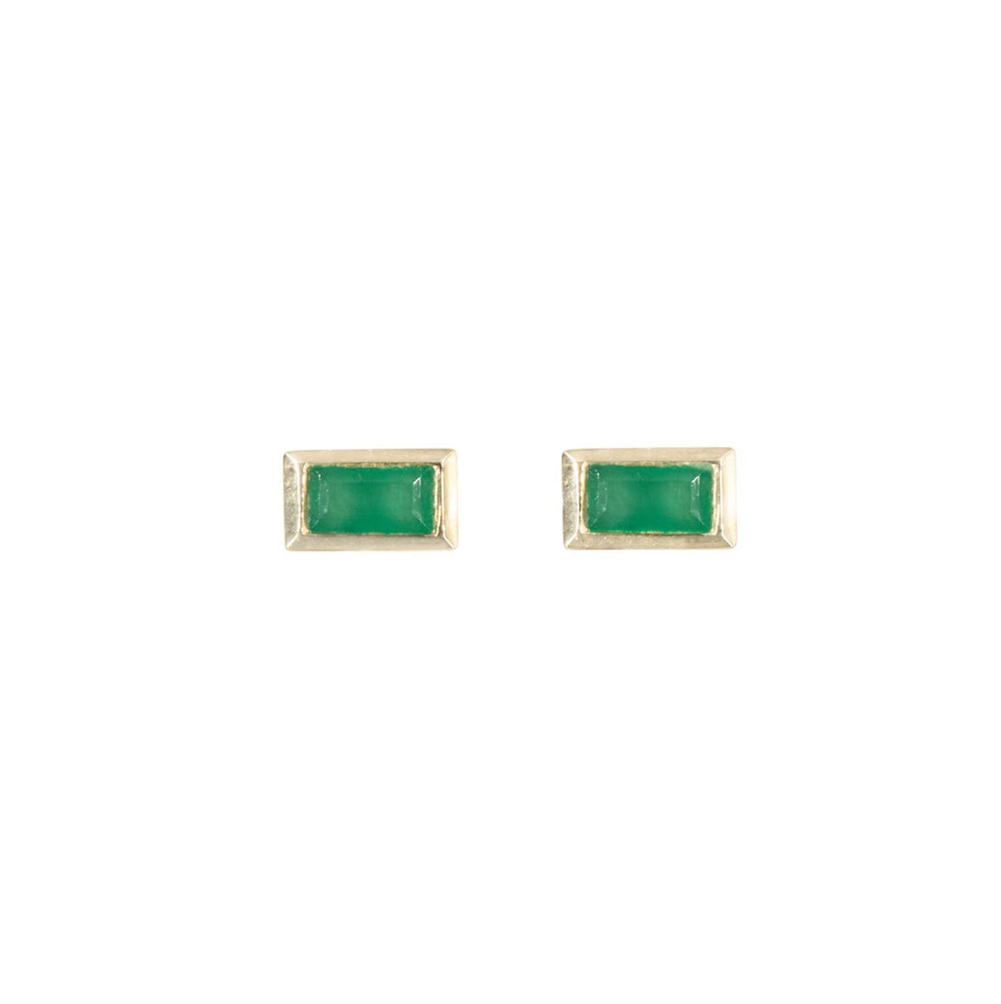 14KT Yellow Gold Diamond Pave and Emerald Bar Studs
