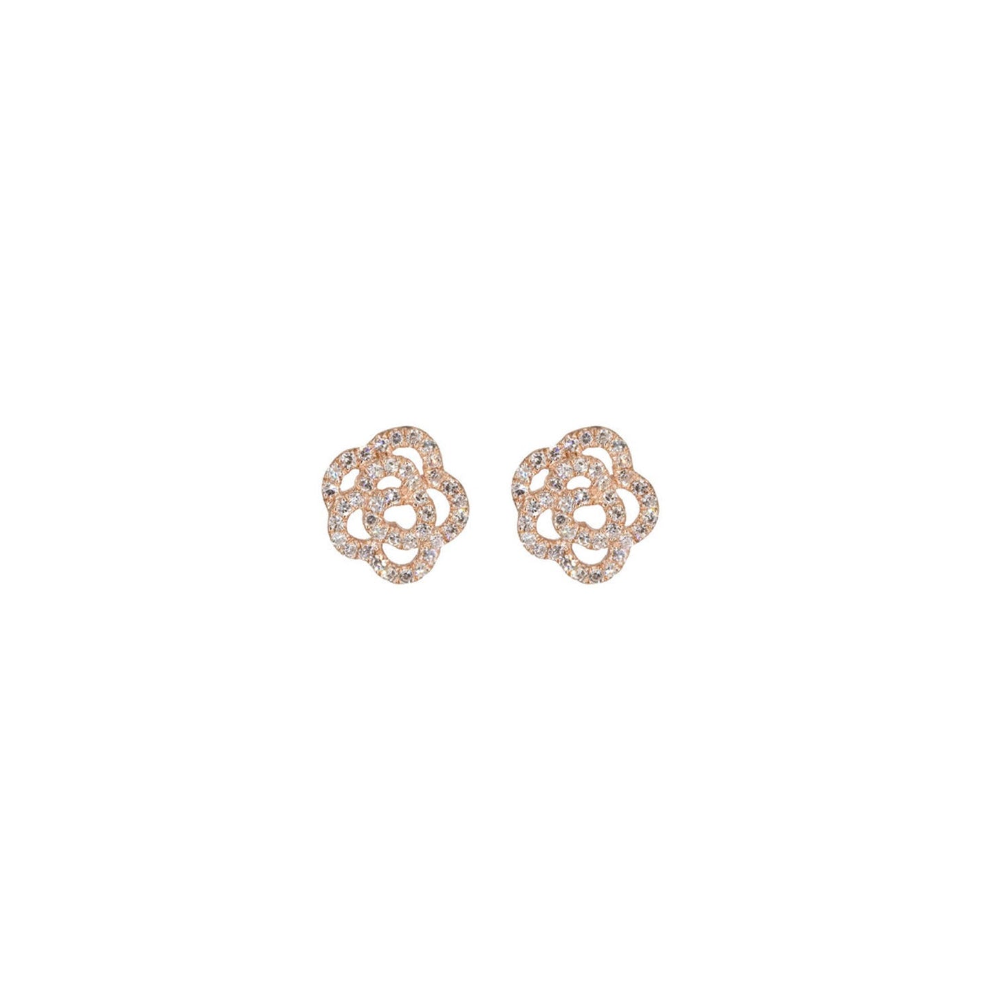 14KT Rose Gold Diamond Pave Rose Studs