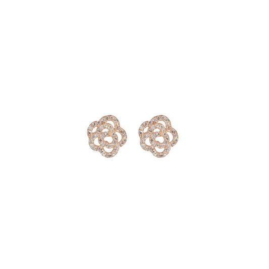 14KT Rose Gold Diamond Pave Rose Studs