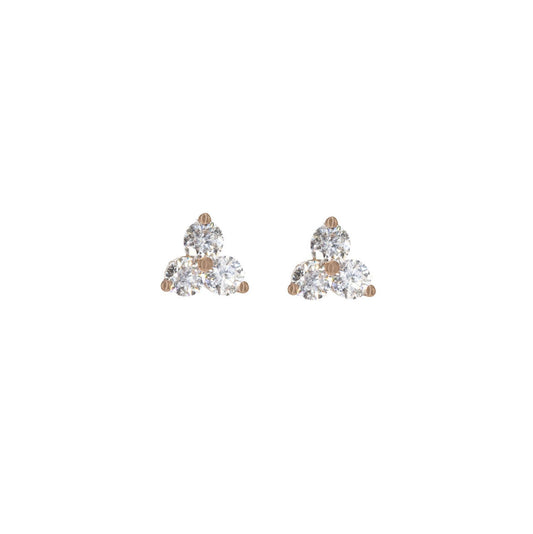 14KT Rose Gold Triple Diamond Studs