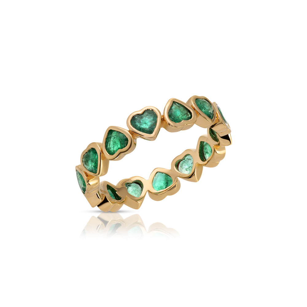 14K Rose Gold Multiple Emerald Hearts Ring