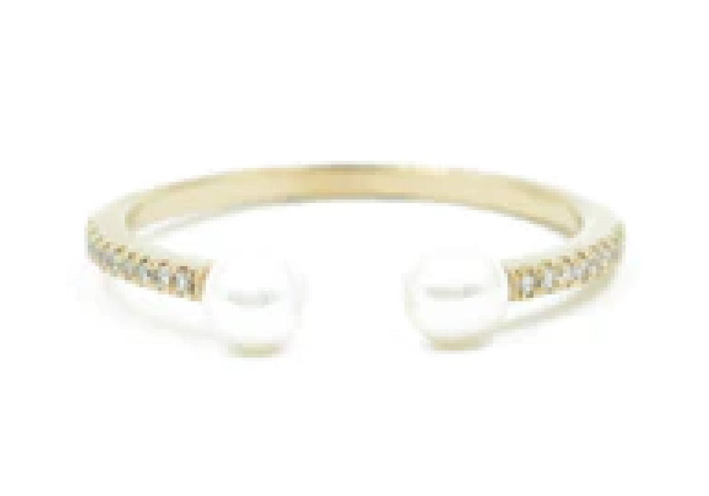 14KT Yellow Gold Diamond Pave and Pearl Ring