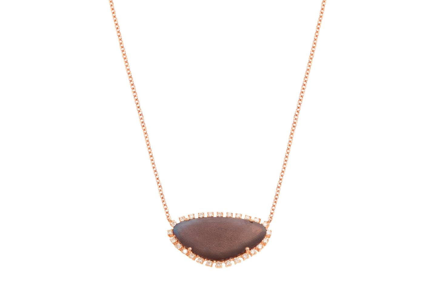 14K Gold, Diamond and Labradorite Slice Necklace