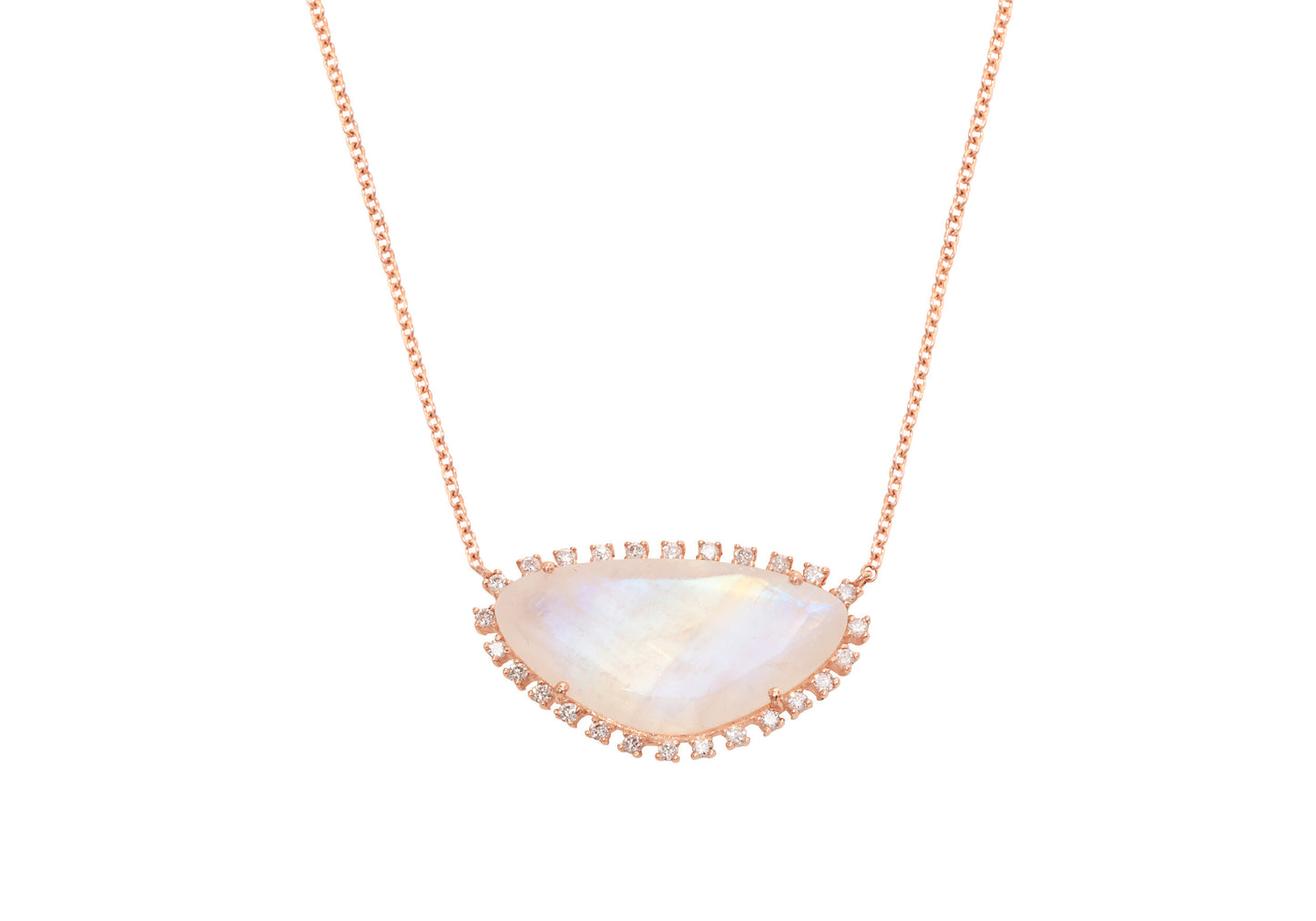 14K Gold, Diamond &amp; Moonstone Slice Necklace