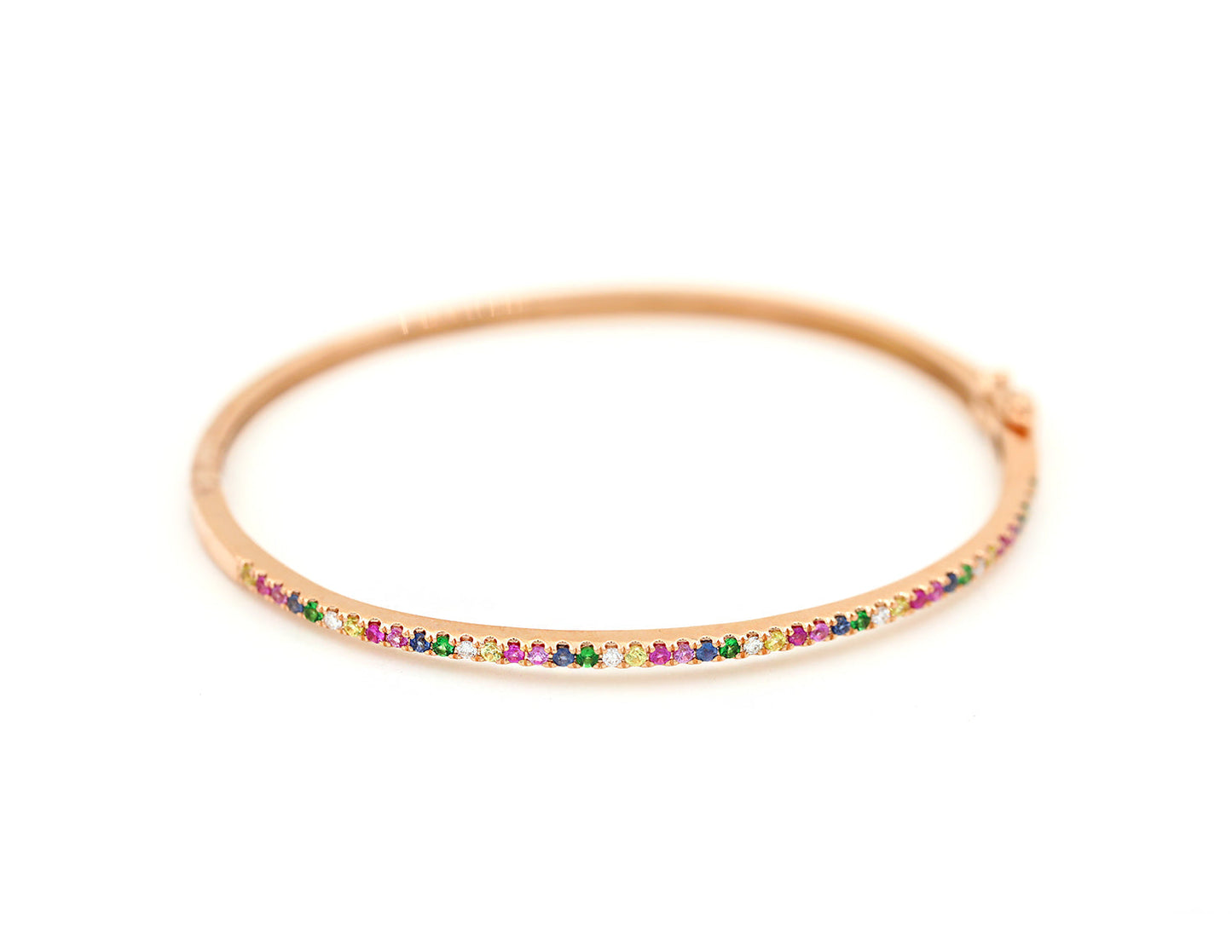 14k Rose Gold Multi Color Stone Bangle