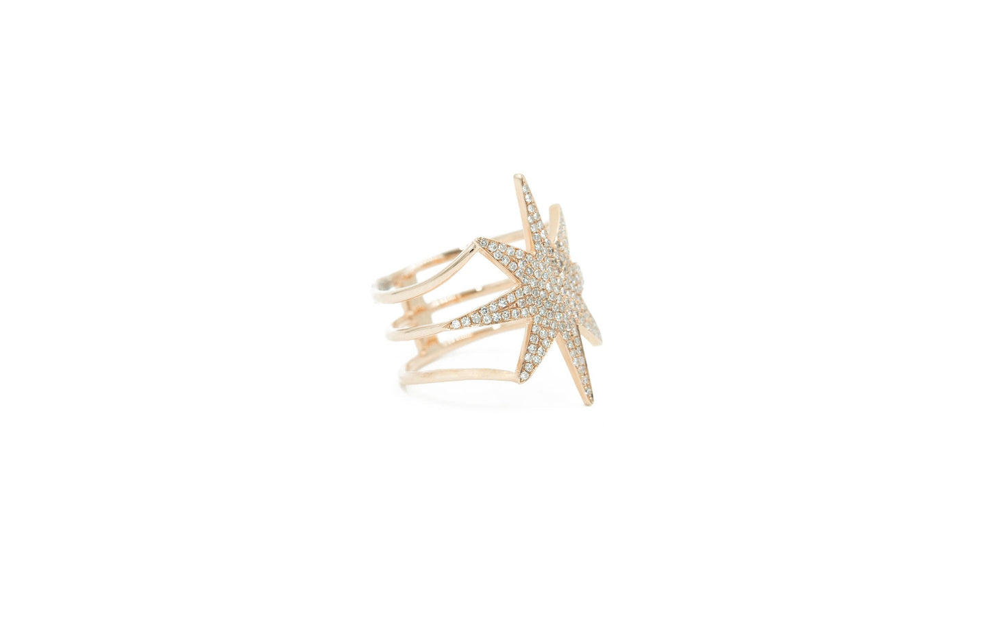 14KT Rose Gold Diamond Pave Starburst Ring