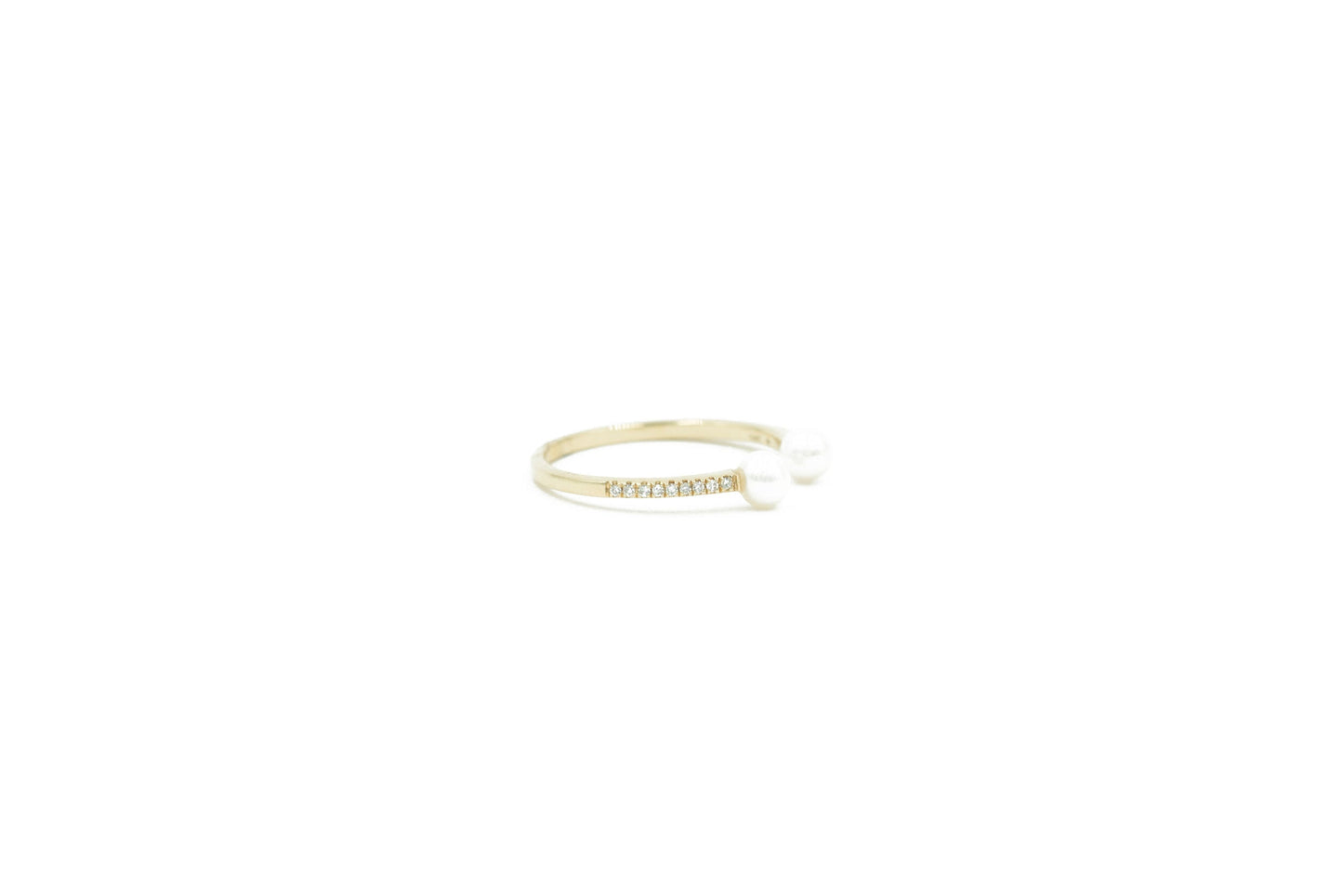 14KT Yellow Gold Diamond Pave and Pearl Ring