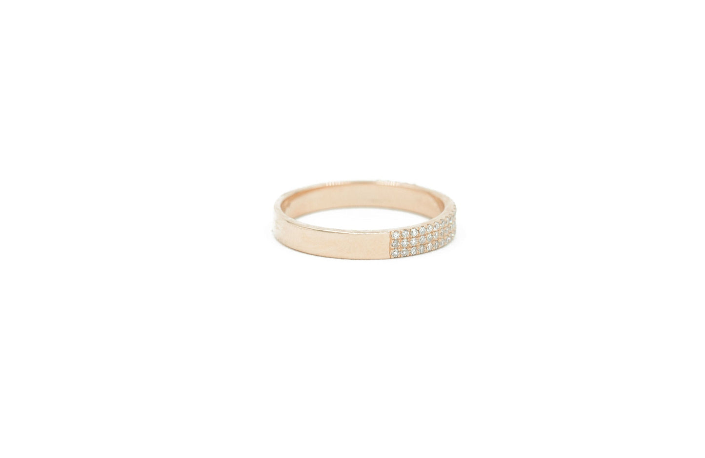 14KT Rose Gold Partial Diamond Pave Band