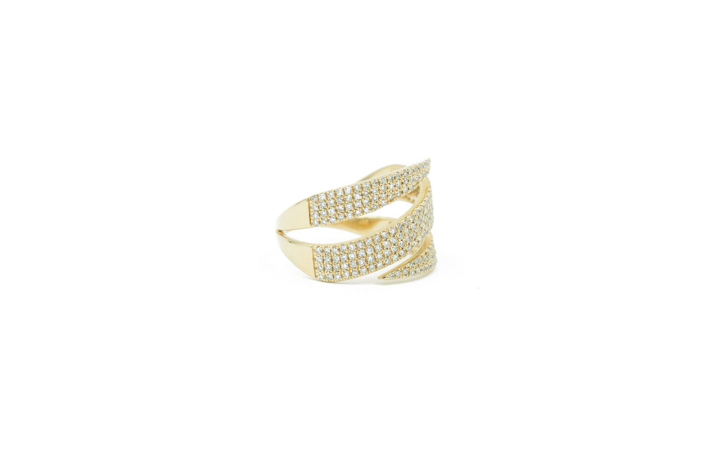 14KT Yellow Gold Diamond Pave Swirl Ring