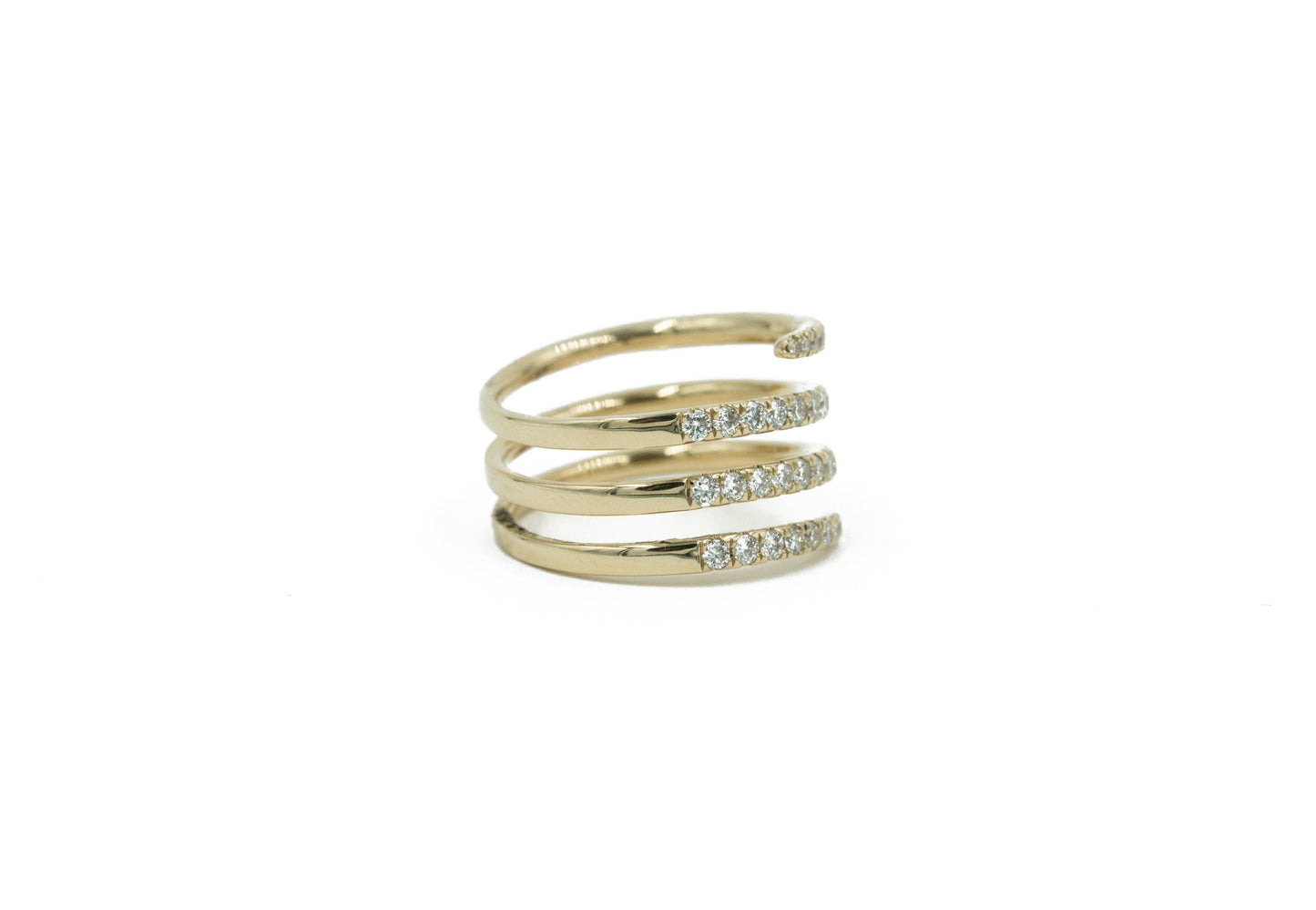 14KT Yellow Gold Diamond Four Row Swirl Ring