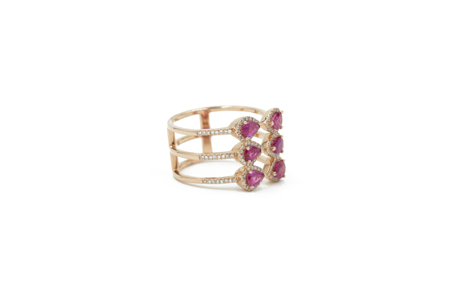 14KT Rose Gold Diamond Pave and Ruby Ring