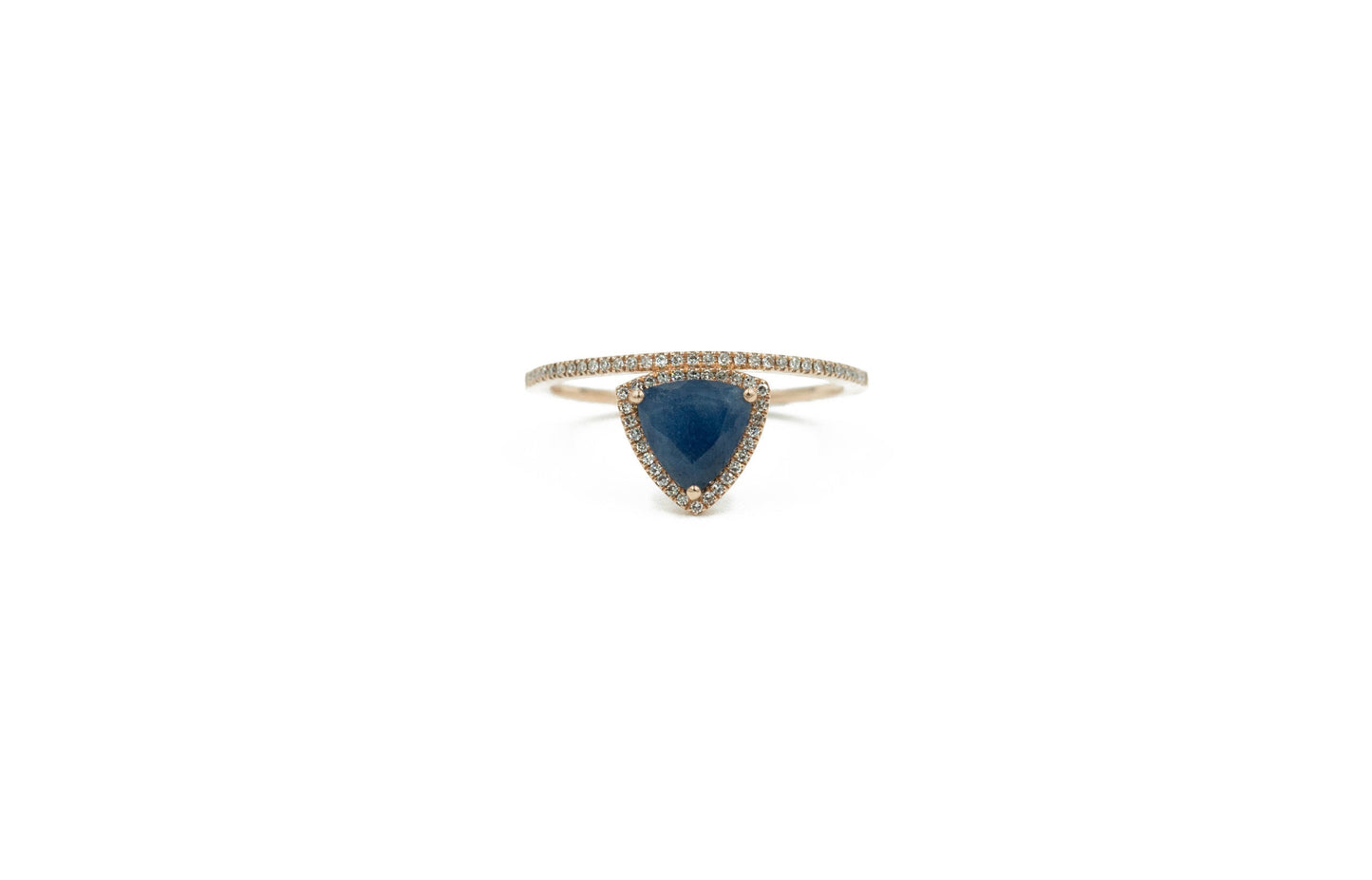 14KT Rose Gold Diamond Pave and Sapphire Slice Ring