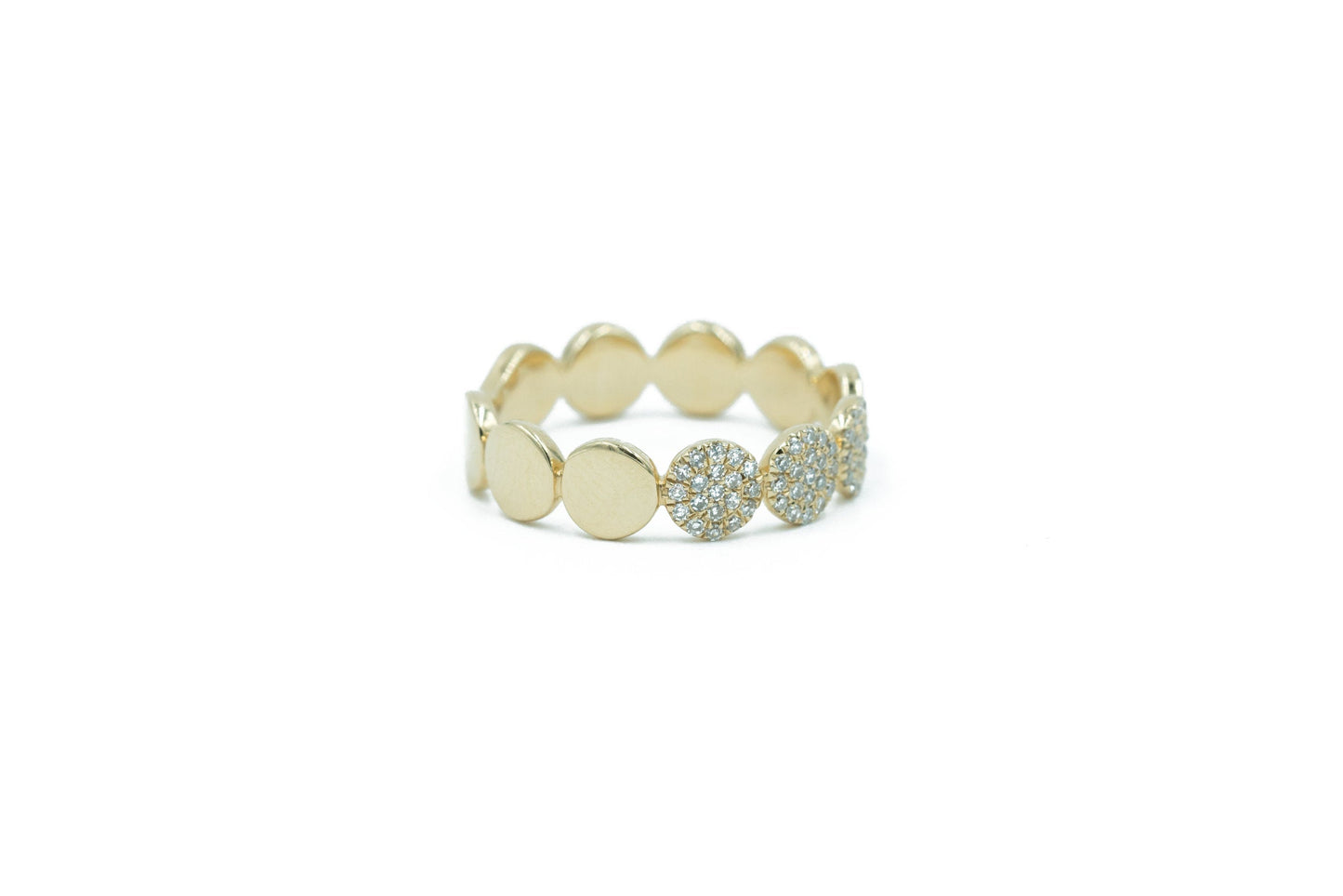 14KT Yellow Gold Diamond Pave Multiple Circles Ring