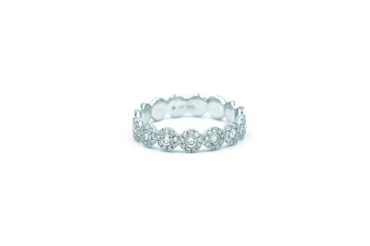 14KT White Gold Rose Cut Diamond and Diamond Pave Band